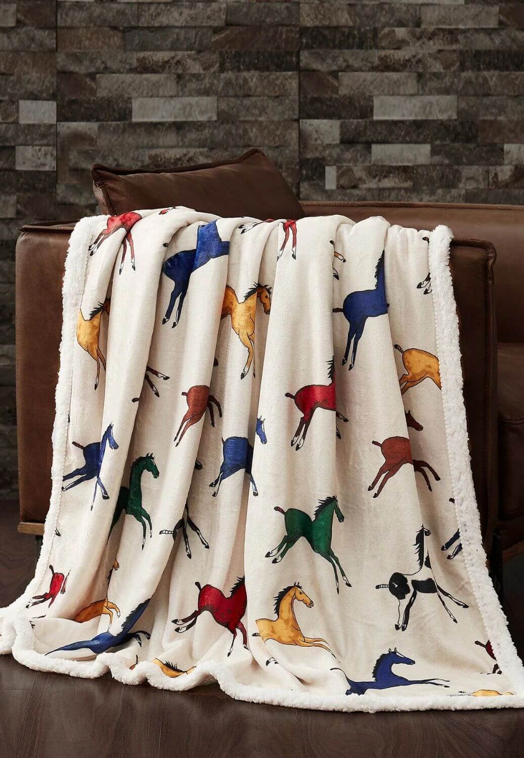 Wild Horses Campfire Sherpa Throw