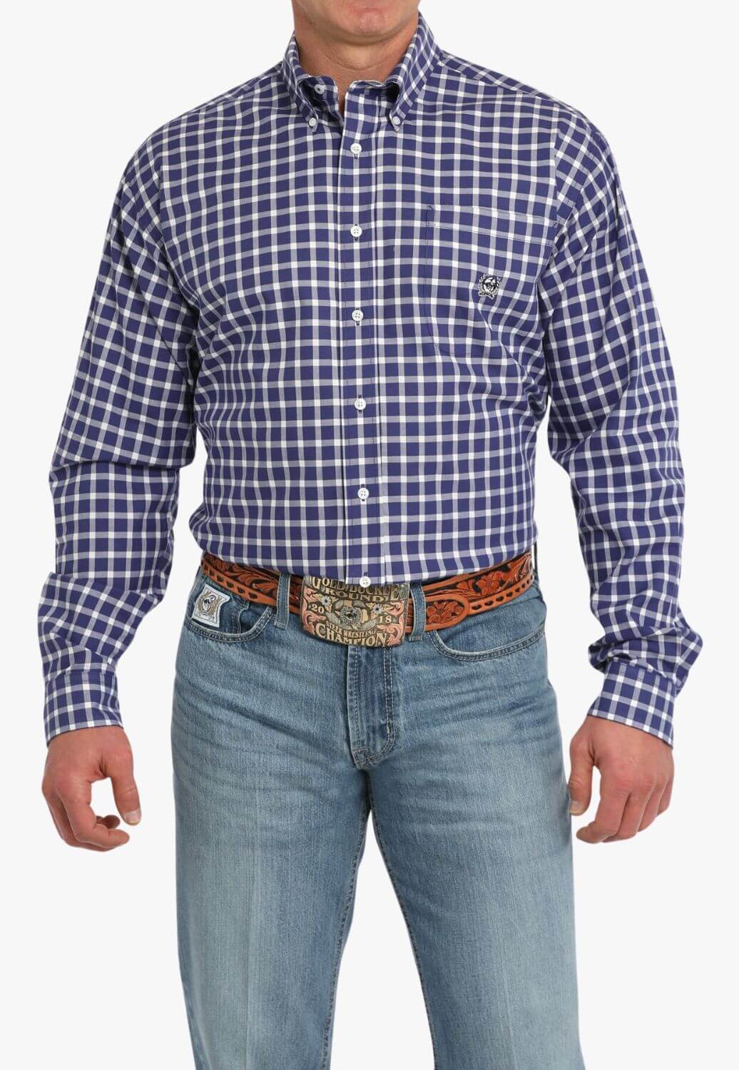 Cinch Mens Vintage Plaid Western Long Sleeve Shirt