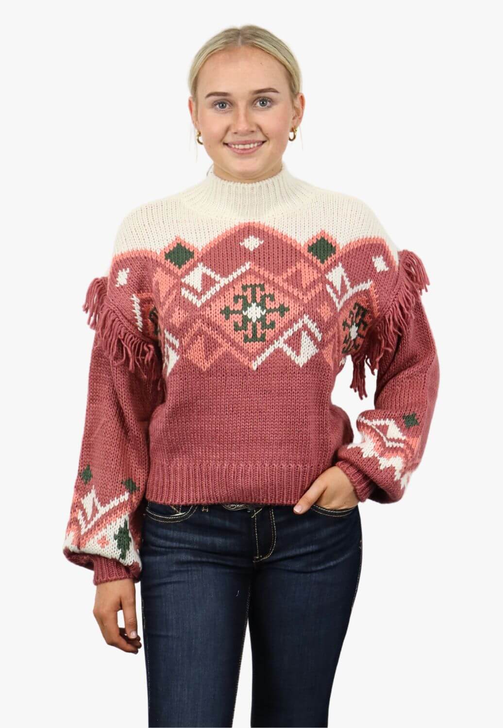 Rock and Roll Womens Aztec Border Sweater