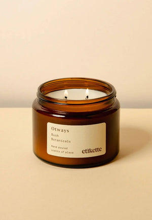 Etikette Otways in Bush Botanicals Double Wick Soy Candle