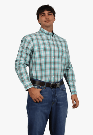 Roper Mens Amarillo Collection Plaid Long Sleeve Shirt