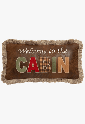 Carstens Welcome To The Cabin Faux Leather Pillow