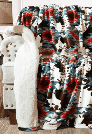 Wrangler Southwest Cowhide Plush Sherpa Throw
