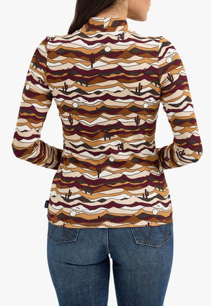 Wrangler Women Vintage Mock Long Sleeve Shirt