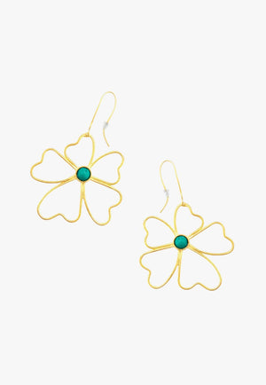Myra Peony Petals Flower Gold Toned Earrings