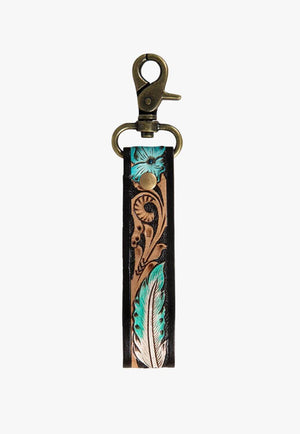 Myra Canyon Feather Hand-Tooled Key Fob