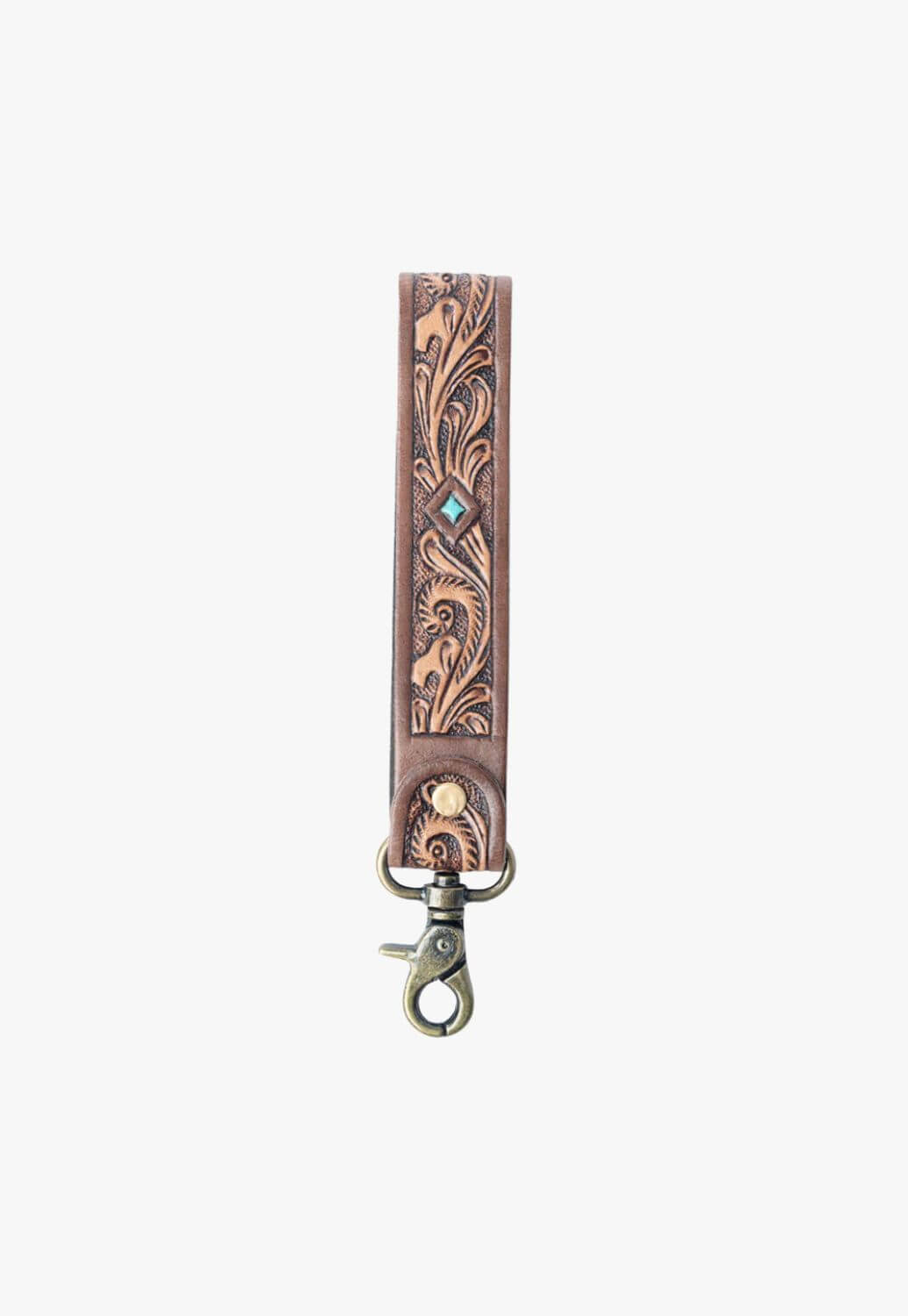 Myra Spirit Stone Handtooled Leather Key Fob