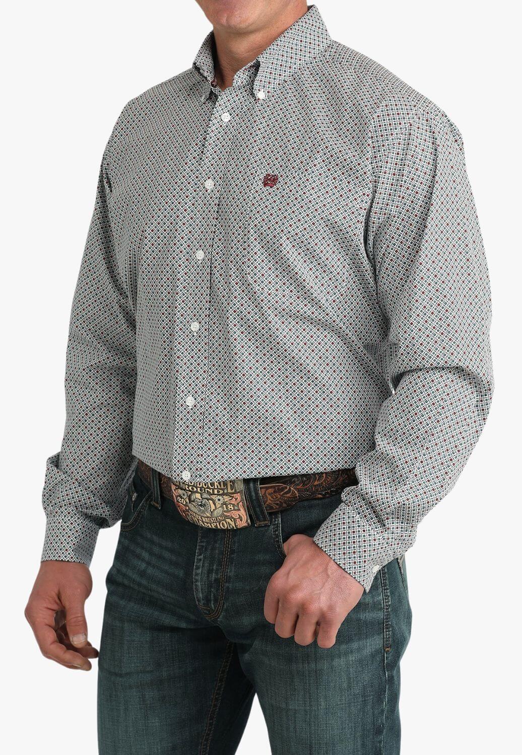 Cinch Mens Patterned Long Sleeve Shirt