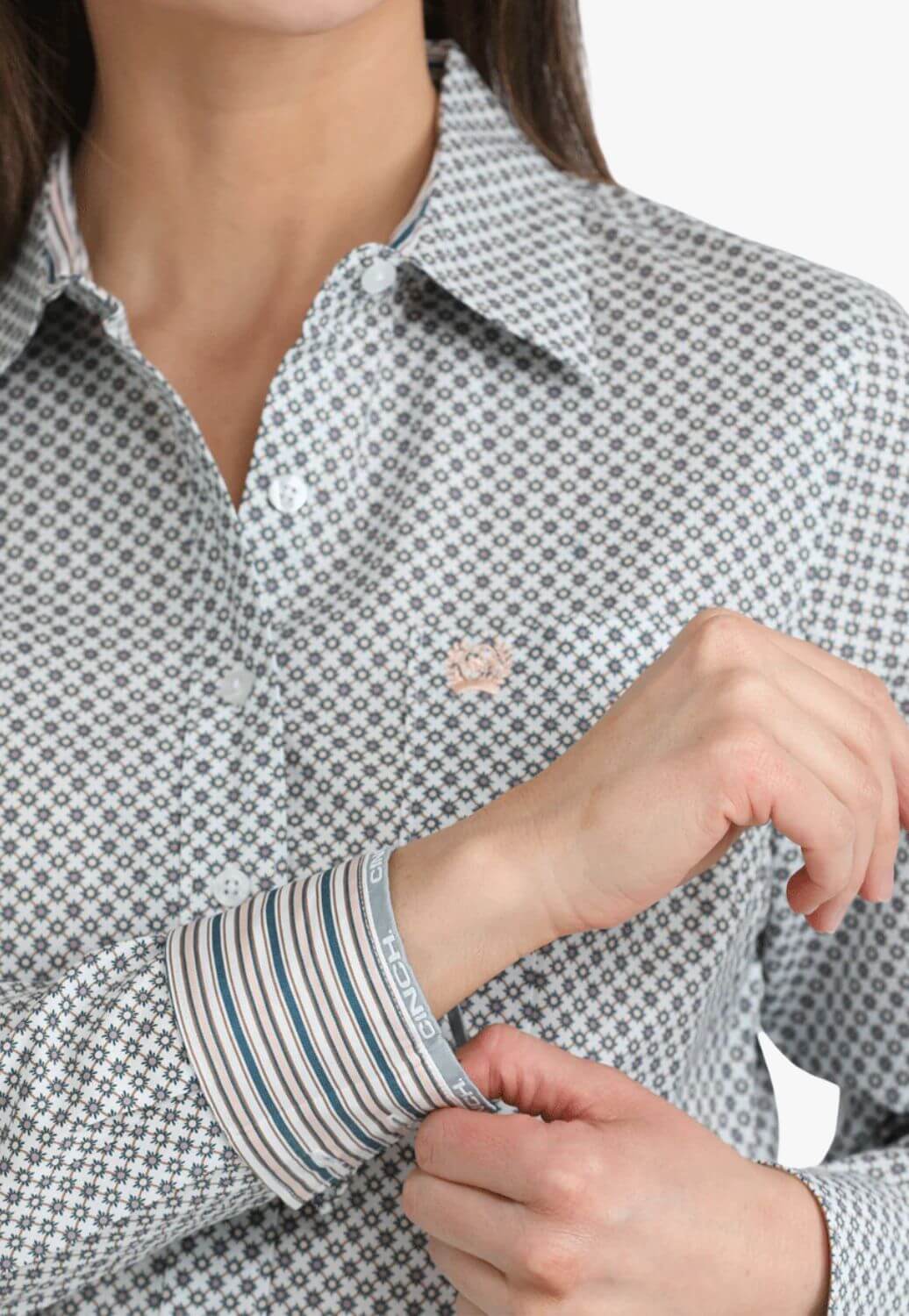 Cinch Womens Geometric Long Sleeve Shirt