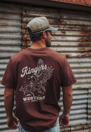 Ringer Western Mens Wedge Tail T-Shirt