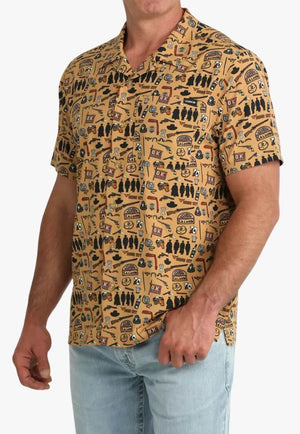 Cinch Mens Print Short Sleeve Shirt