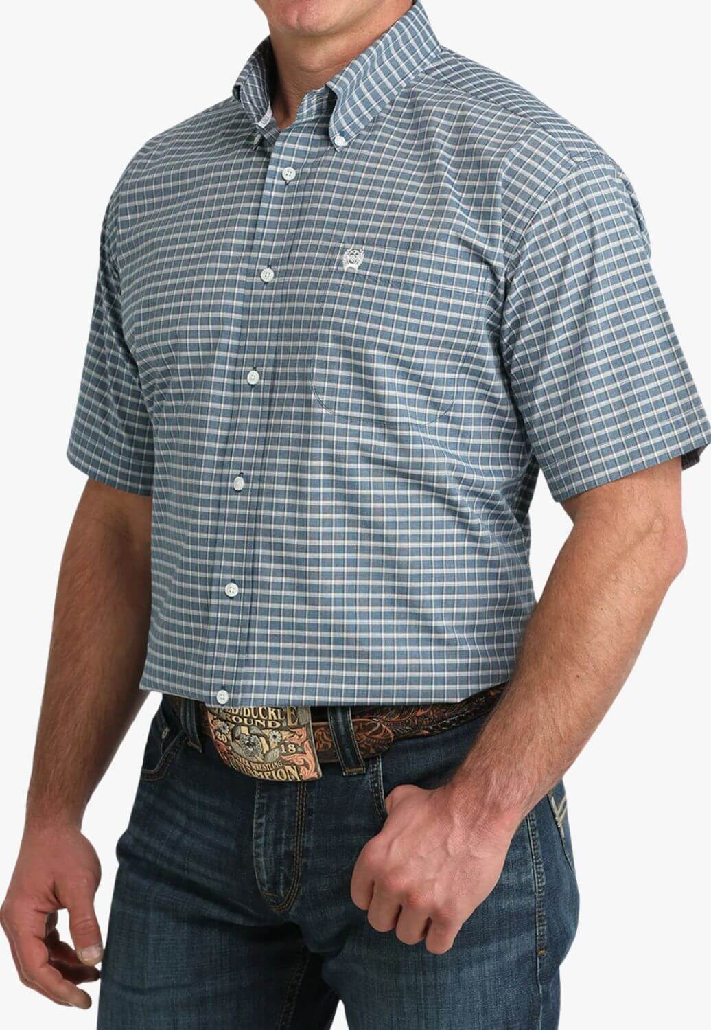 Cinch Mens Plaid Short Sleeve Shirt