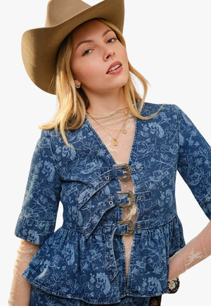Womens Western Horse Print Top