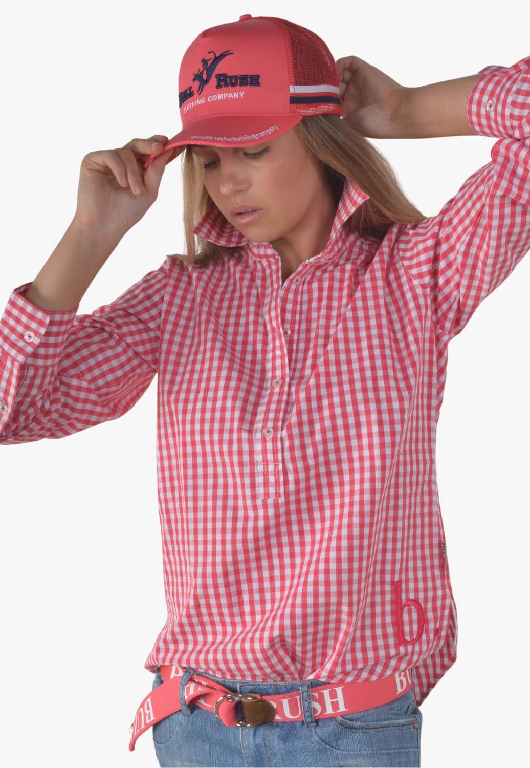 Bullrush Womens Seascape Blair Gingham Long Sleeve Shirt