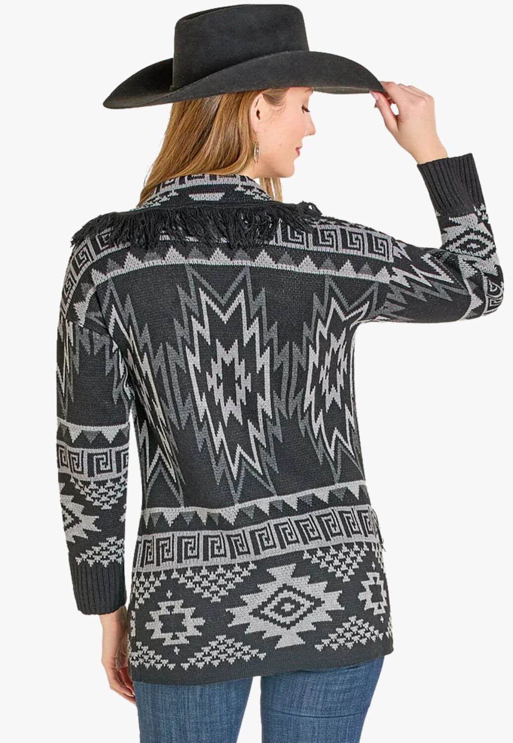 Rock & Roll Womens Aztec Fringe Cardigan