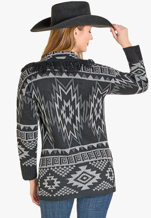 Rock & Roll Womens Aztec Fringe Cardigan