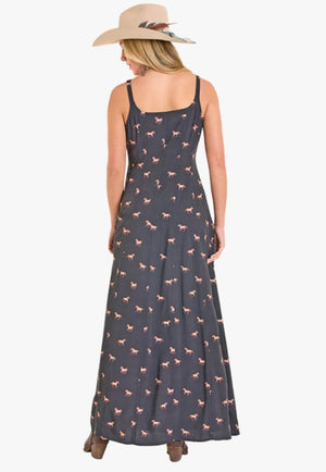 Rock & Roll Womens Buckle Print Maxi Dress