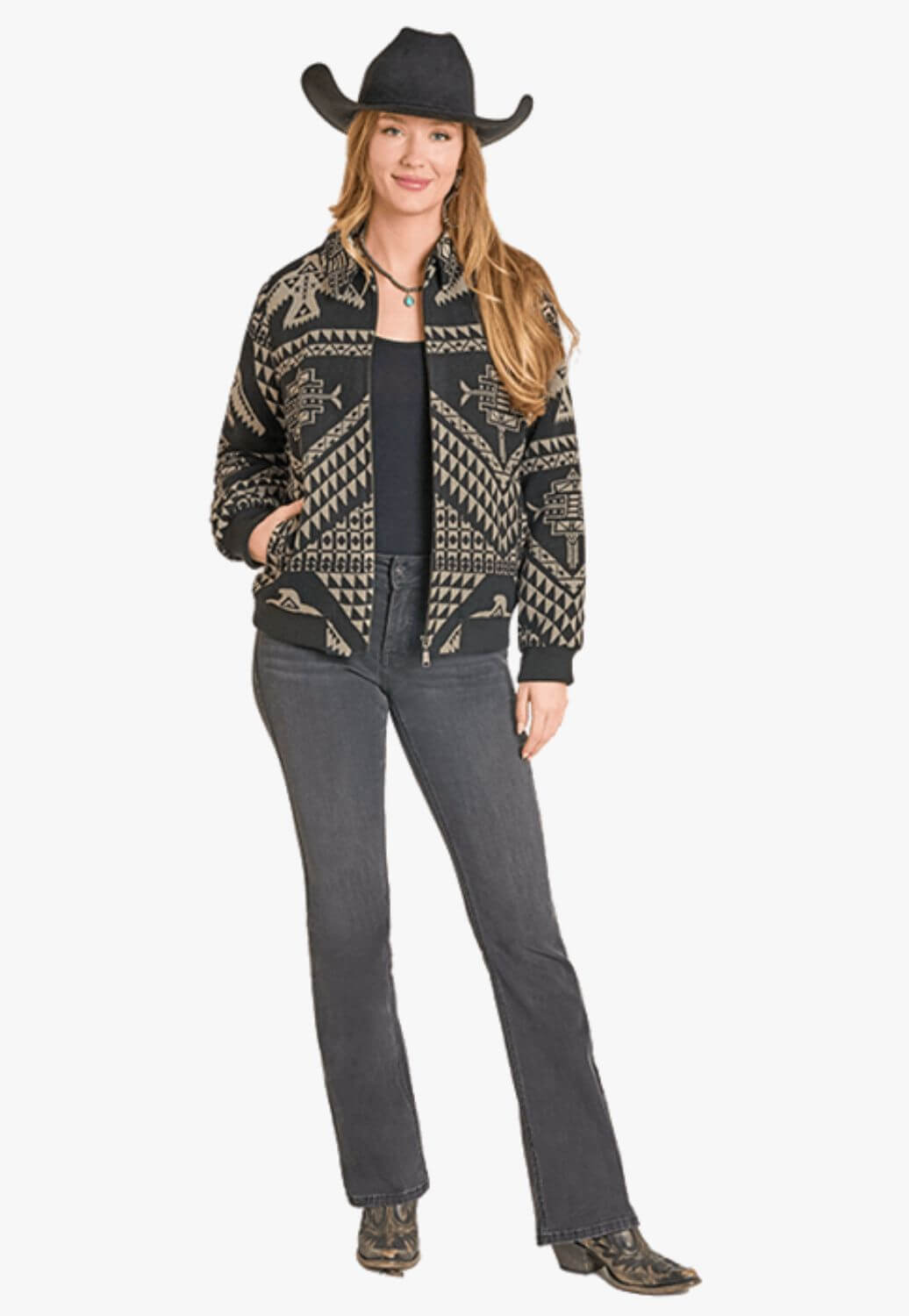 Rock & Roll Womens Aztec Bomber Jacket