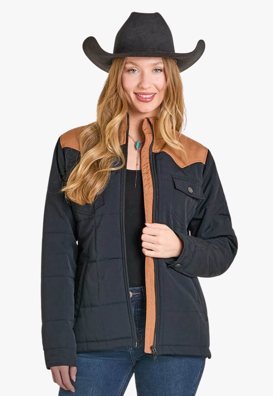Rock &amp; Roll Womens Two Tone Puffer Jacket