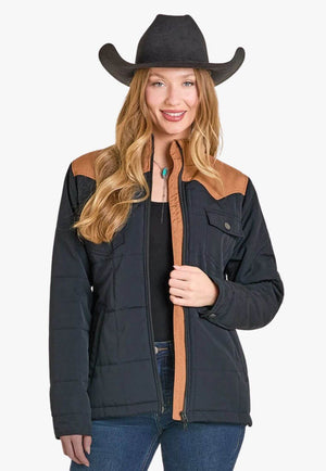 Rock & Roll Womens Two Tone Puffer Jacket