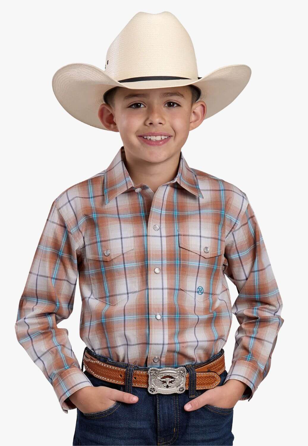 Roper Boys Plaid Western Shirt