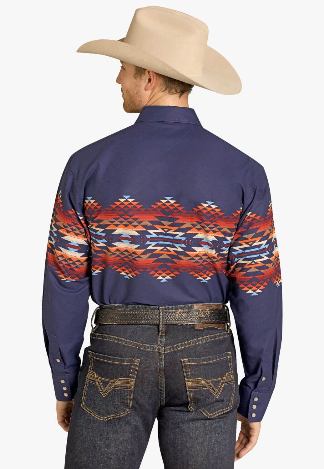 Rock & Roll Mens Aztec Boarder Snap Shirt