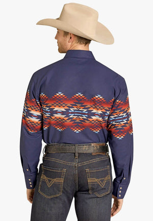 Rock & Roll Mens Aztec Boarder Snap Shirt