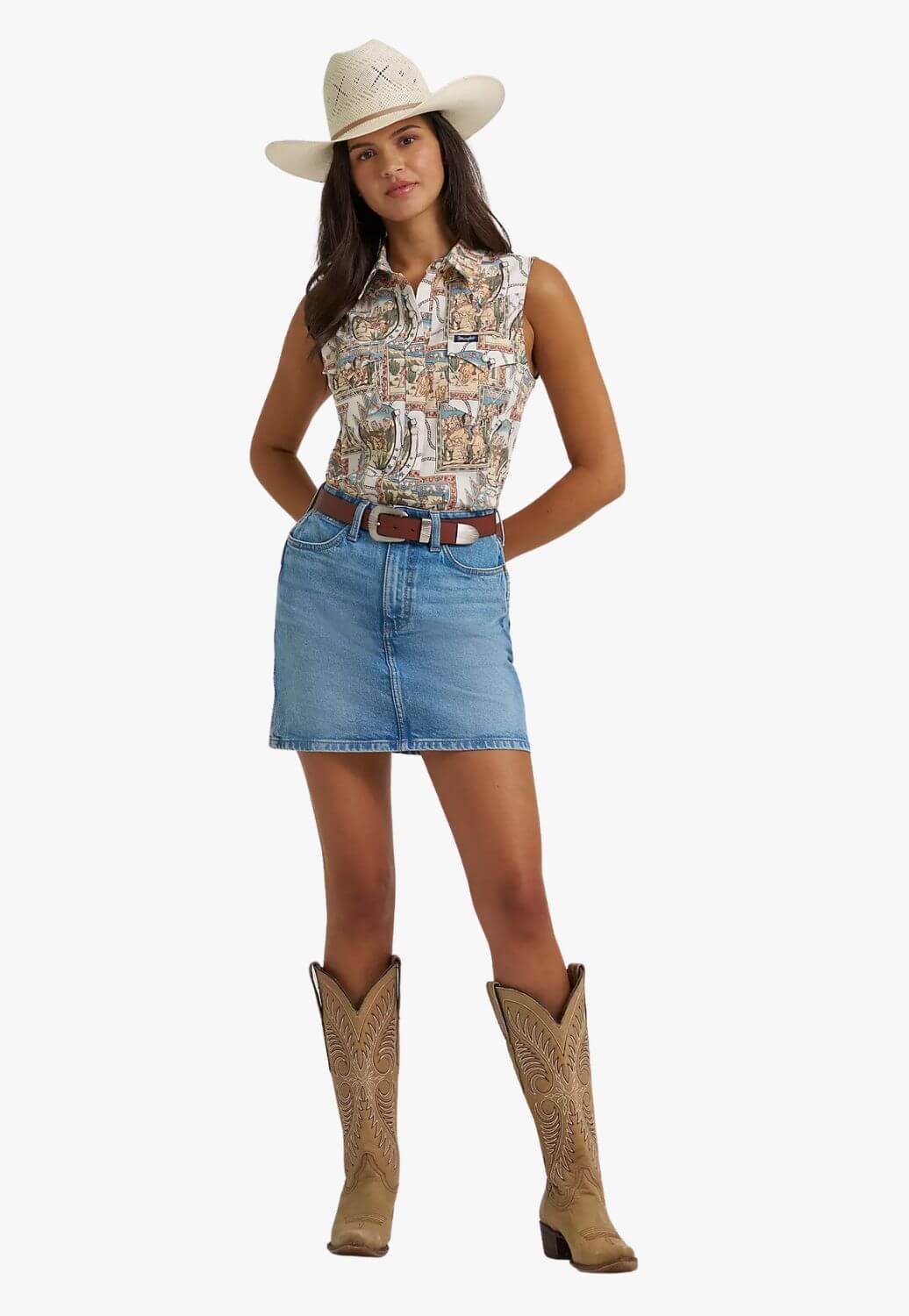 Wrangler Womens Sleeveless Western Snap Shirt
