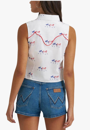 Wrangler Womens Americana Sleeveless Snap Shirt