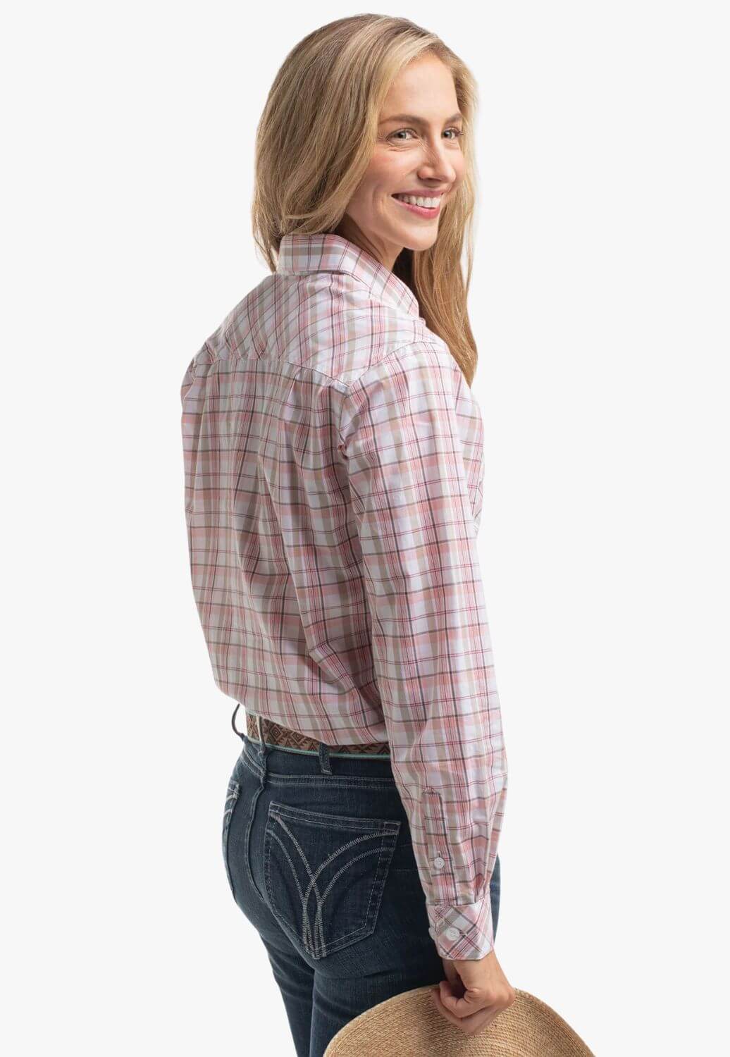 Just Country Womens Half Button Plaid Workshirt