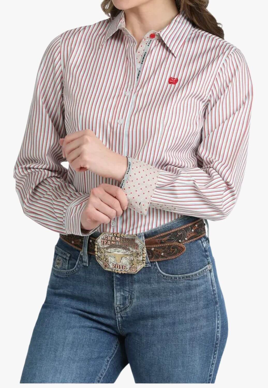 Cinch Womens Striped Long Sleeve Shirt