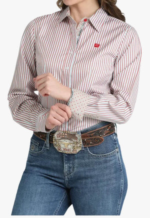 Cinch Womens Striped Long Sleeve Shirt