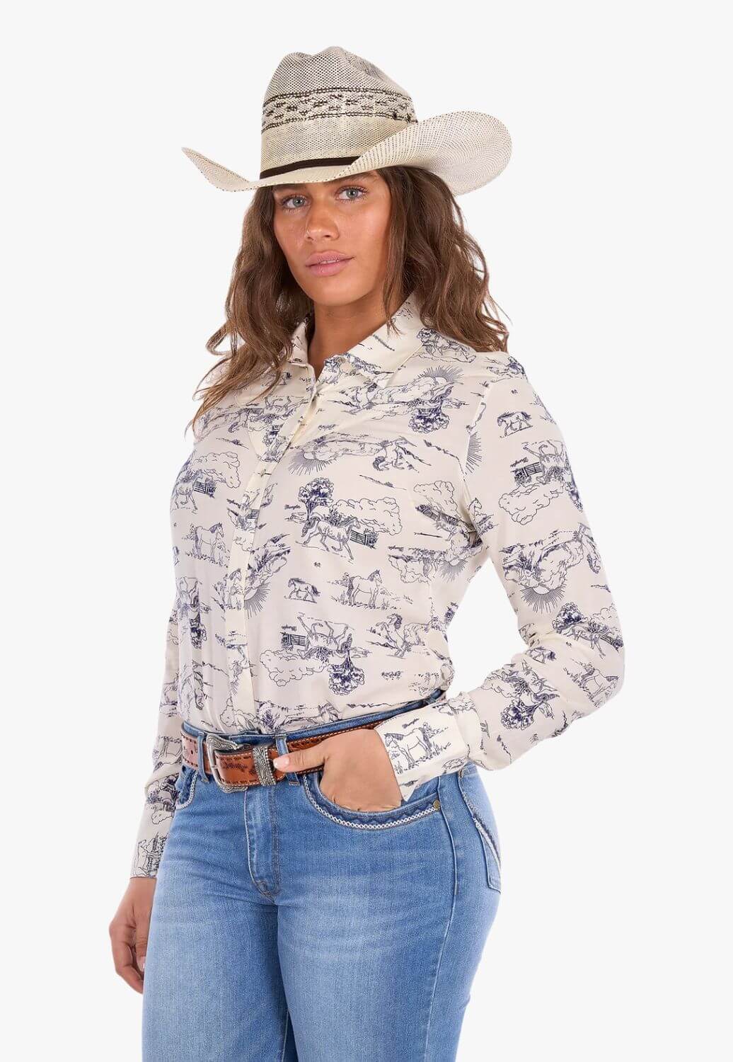Wrangler Womens Ivory Long Sleeve Shirt
