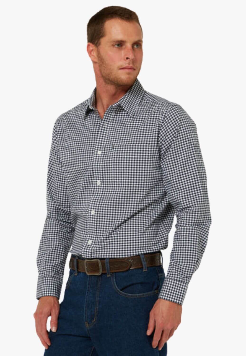 Pilbara Mens Gingham Long Sleeve Shirt