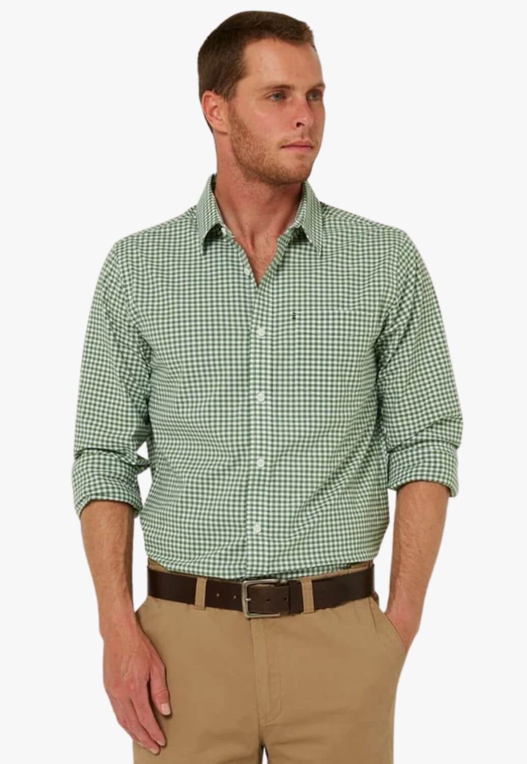 Pilbara Mens Gingham Long Sleeve Shirt