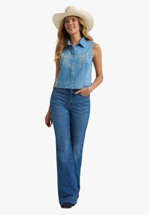 Wranglers Womens Sleeveless Snap Shirt