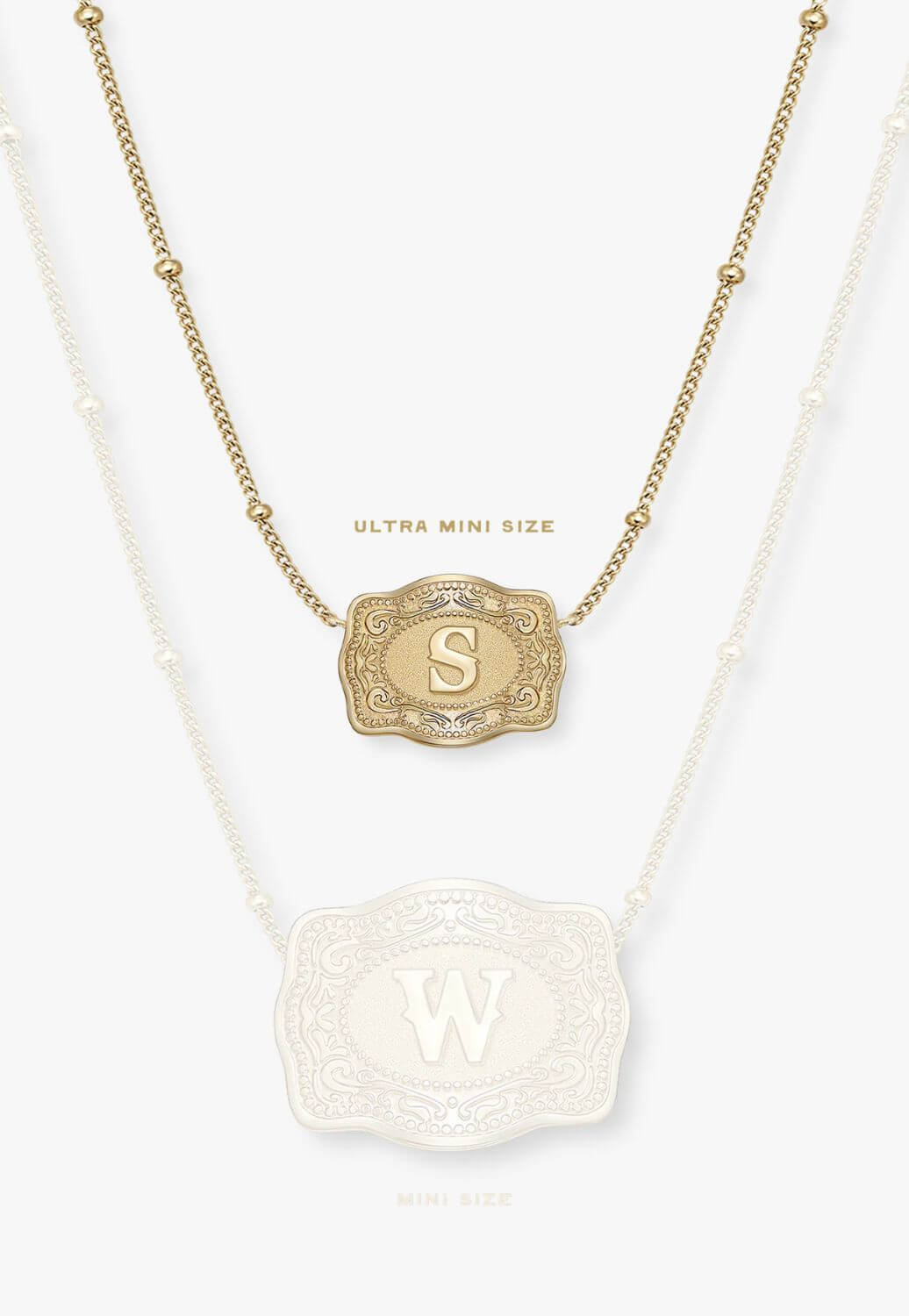 SpurWest Ultra Mini Belt Buckle Necklace - Initial W