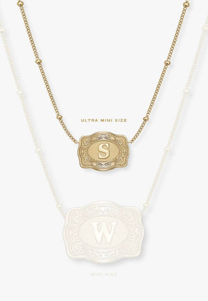 SpurWest Ultra Mini Belt Buckle Necklace Initial - A