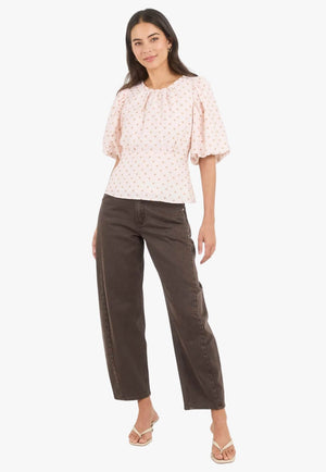 Stories Be Told Womens Eventual Polka Dot Mid Sleeve Top