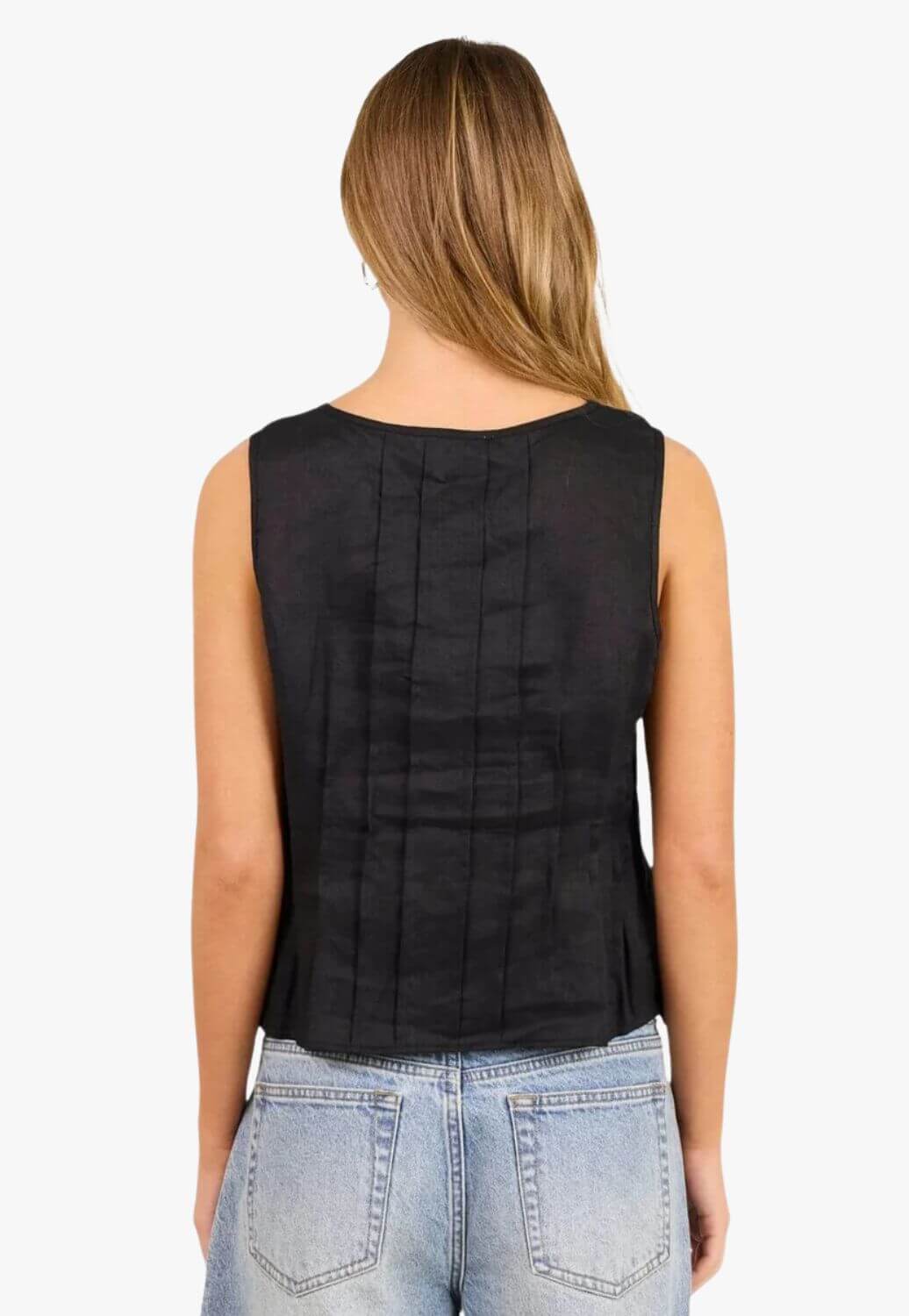 Stories Be Told Womens Linen Pintuck Top