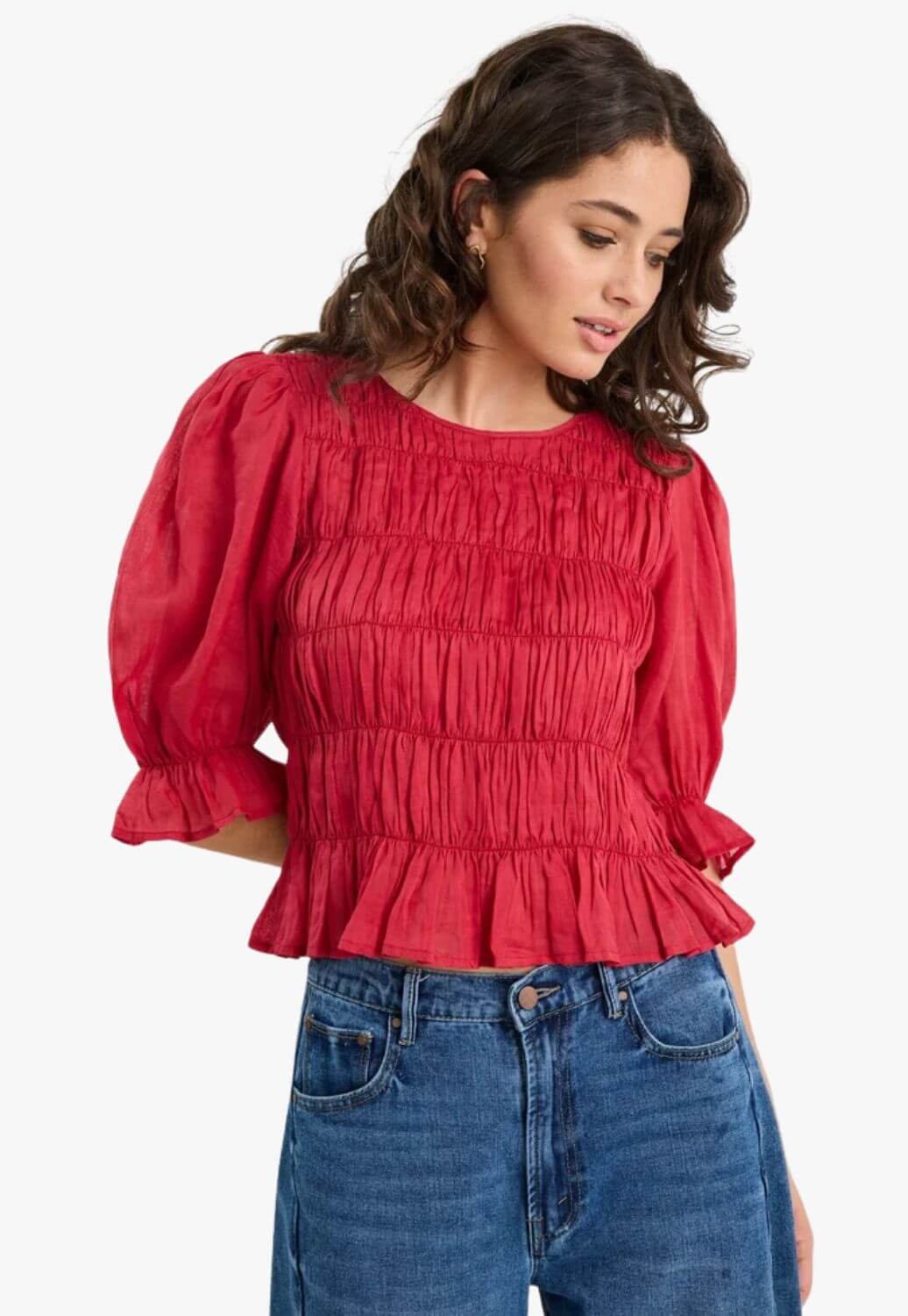 Ivy & Jack Womens Melodic Shirred Top