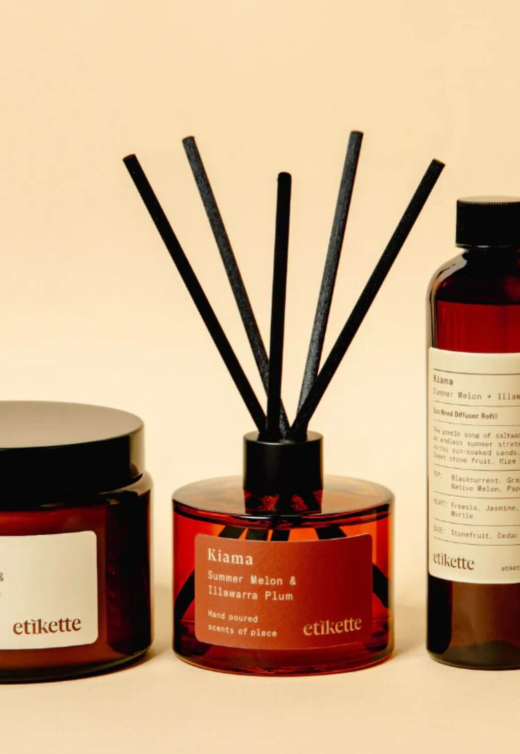 Etikette Kiama, Summer Melon and Illawarra Plum Eco Reed Diffuser