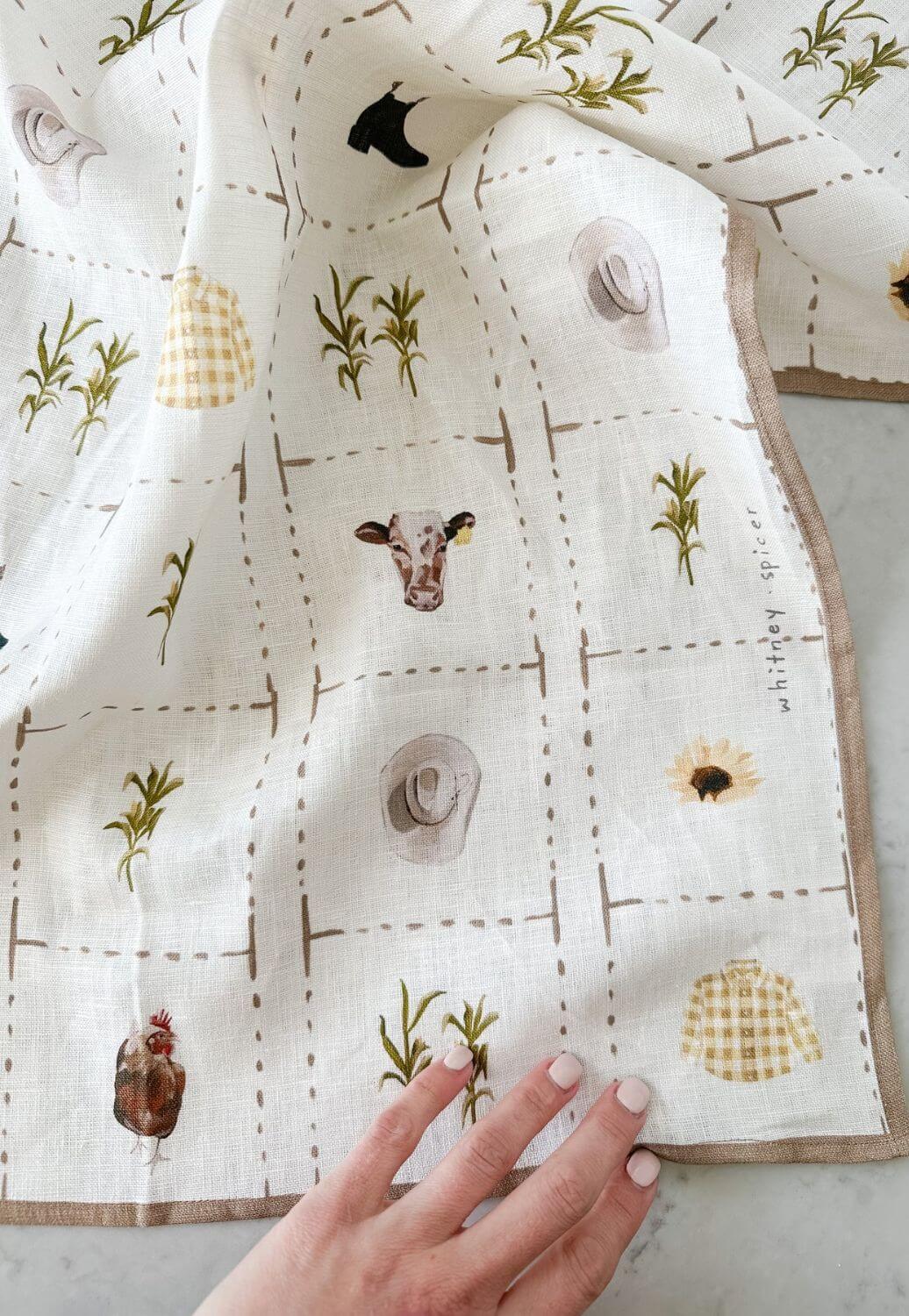 Whitney Spicer Farm Neutral Linen Tea Towel