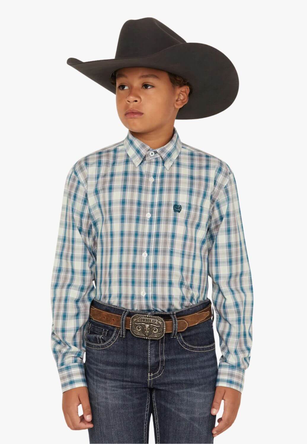 Cinch Boys Plaid Long Sleeve Shirt