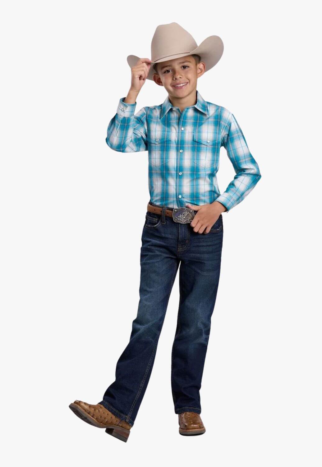 Roper Boys Amarillo Long Sleeve Plaid Shirt