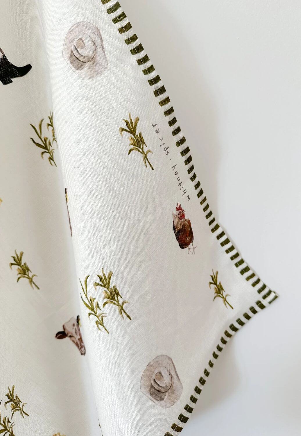 Whitney Spicer Farm Olive Linen Tea Towel