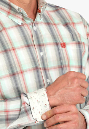 Cinch Mens Plaid Long Sleeve Shirt