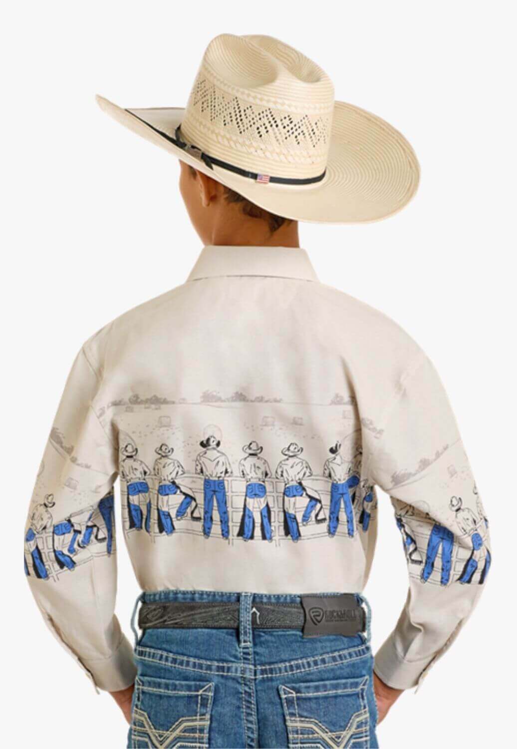 Panhandle Boys Denim Cowboy Long Sleeve Shirt