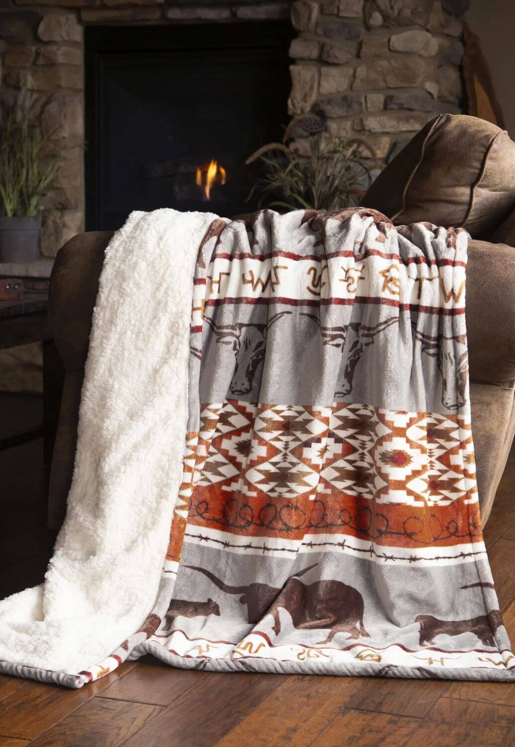 Carstens Longhorn Plush Sherpa Throw