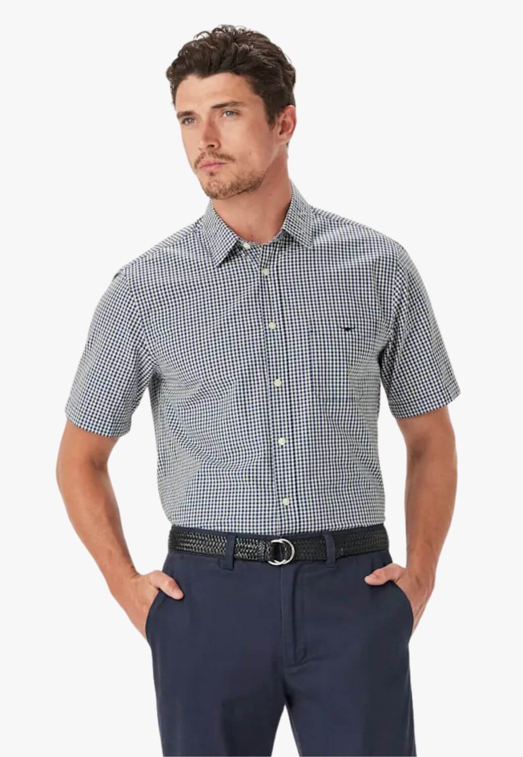R.M. Williams Mens Classic Poplin Check Shirt